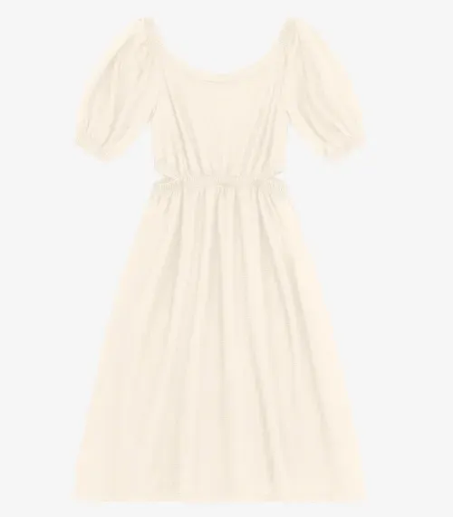 Vestido Juvenil Curto em Molecotton Minty Bege