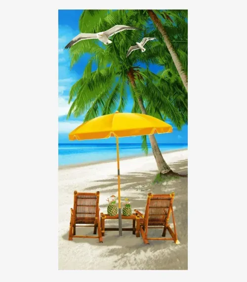 Toalha De Praia Estampada Toque Aveludado Rozac Azul