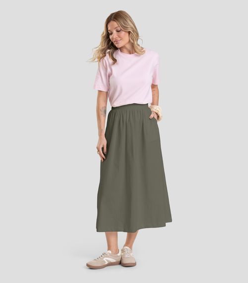 Saia Midi Feminina em Sarja Dianna Verde