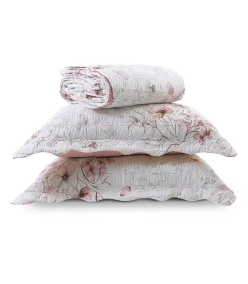 Kit Cobre Leito Matelassê Queen Appel Rosa