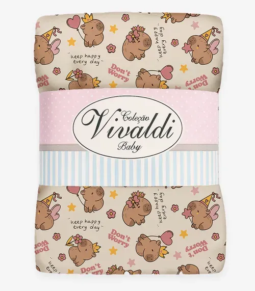 Manta Dupla Face Baby Vivaldi Rosa