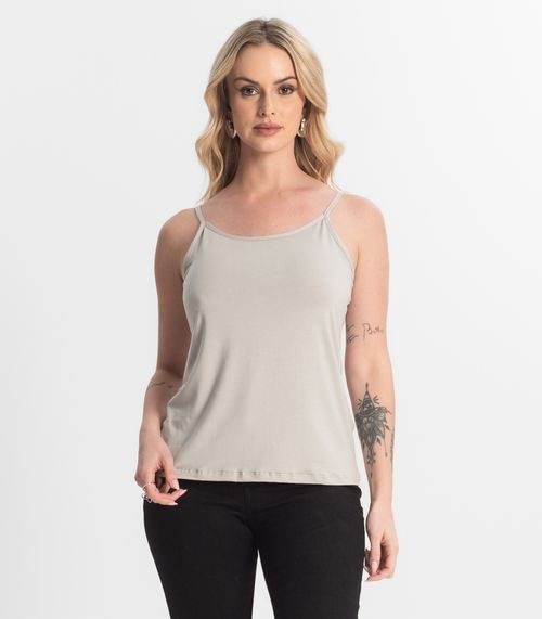 Blusa Feminina de Alças Básica Rovitex Cinza