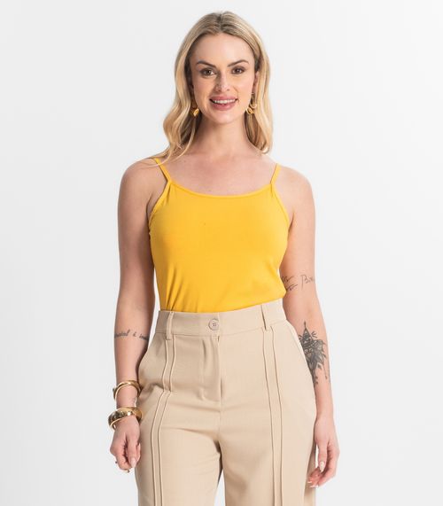 Blusa Feminina de Alças Básica Rovitex Amarelo
