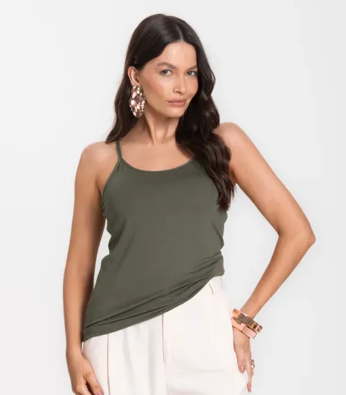Blusa Feminina de Alças Básica Rovitex Verde
