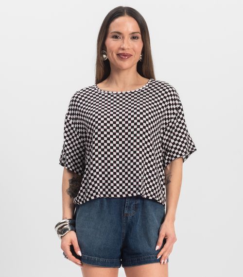 Blusa Feminina Estampada Infinita Cor Preto