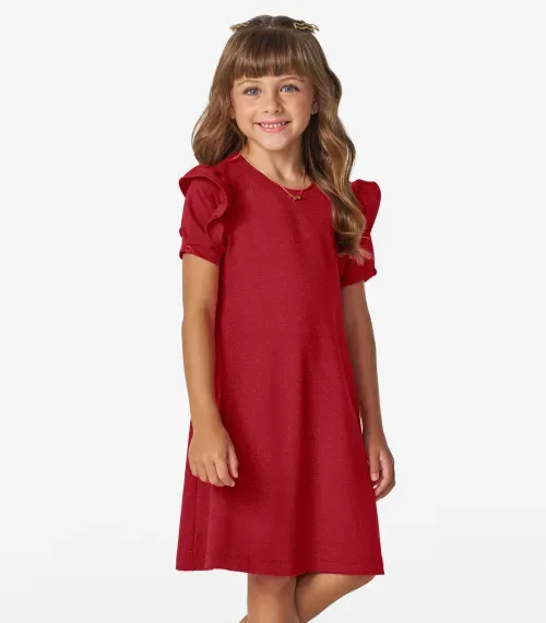 Vestido Infantil em Molecotton Lurex Trick Nick Vermelho