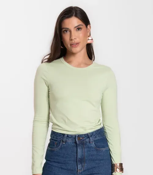 Blusa Manga Longa Básica Select Verde