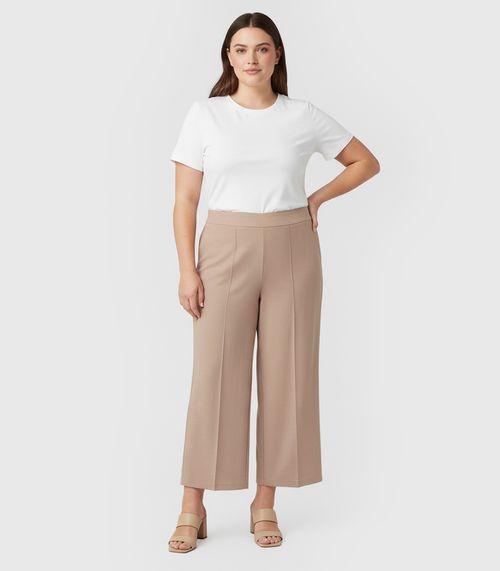 Calça Feminina Pantalona Plus Size Renaluci Bege