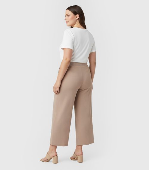 Calça Feminina Pantalona Plus Size Renaluci Bege