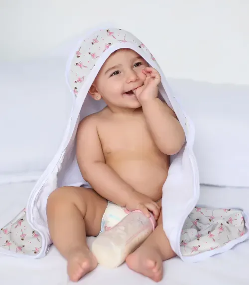 Toalha Com Capuz Bebê Vivaldi Rosa