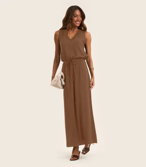 Saia Midi Feminina em Twill Cey Rovitex Marrom