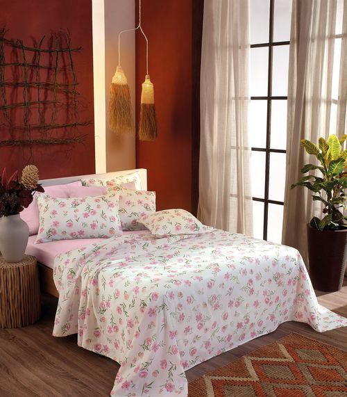 Jogo De Cama Classic Queen 4 Peças Teka Rosa