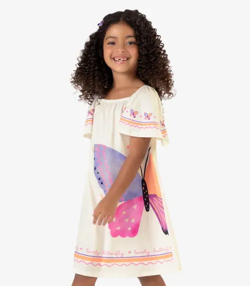 Vestido Poly Flex Touch Cotton Rovi Kids Bege