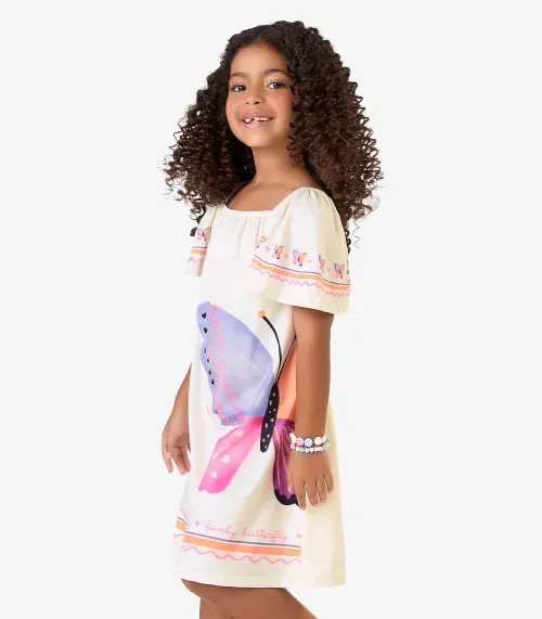 Vestido Poly Flex Touch Cotton Rovi Kids Bege