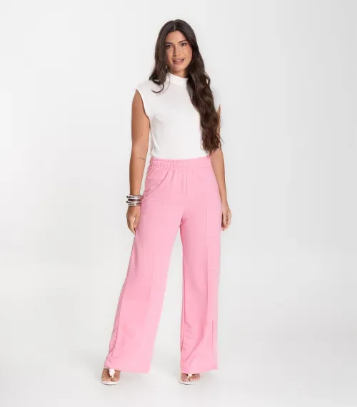 Calça Feminina Pantalona Infinita Cor Rosa
