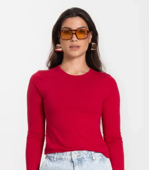 Blusa Manga Longa Básica Select Vermelho