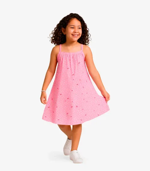 Vestido de Alça Infantil Infinita Cor Rosa