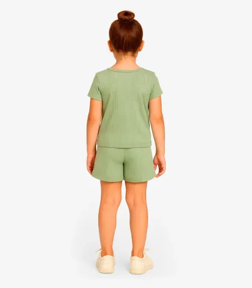 Conjunto Feminino Infantil Blusa e Shorts Select Maca Verde