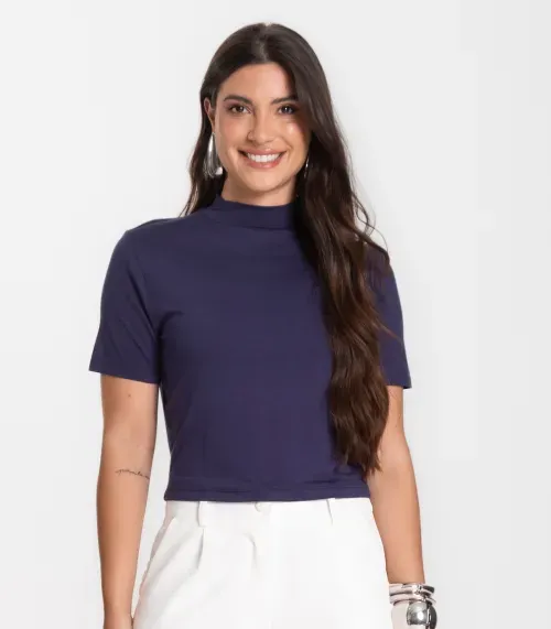 Blusa Cropped Feminina Select Azul