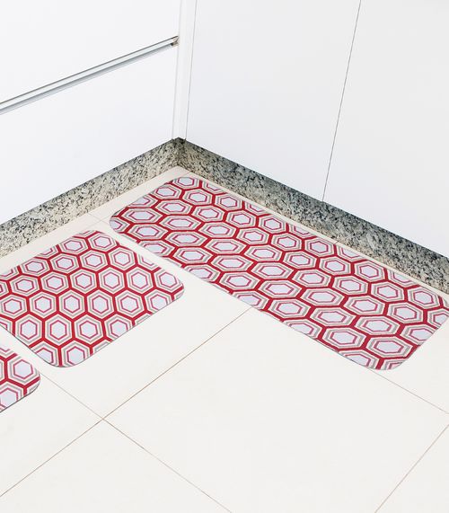 Tapete Cozinha Base Antiderrapante Tapetes Junior Vermelho