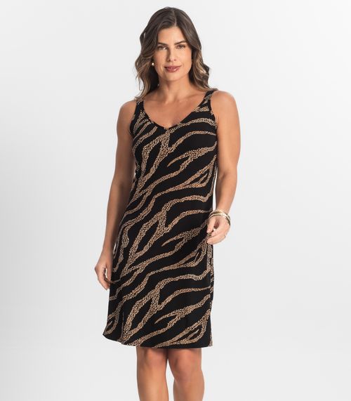 Vestido Estampado Rovitex Marrom