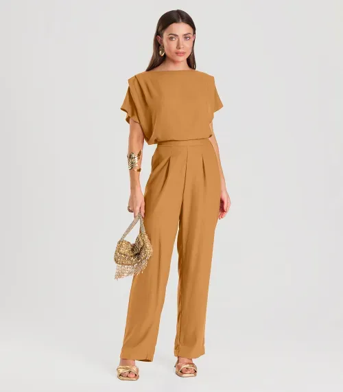 Calça Feminina Pantalona Dianna Marrom