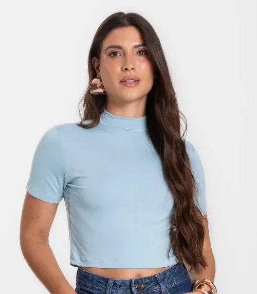 Blusa Cropped Feminina Select Azul