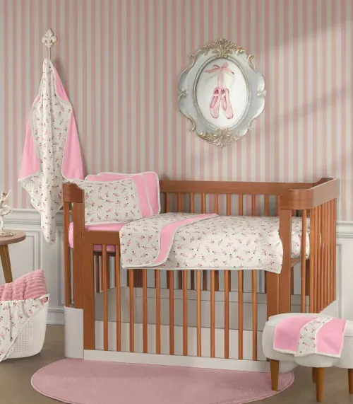 Jogo Cama Baby Estampado Vivaldi Rosa