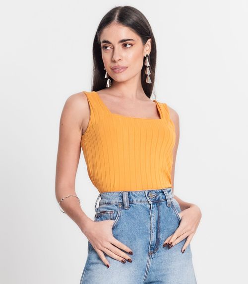 Regata Canelada Feminina Infinita Cor Amarelo