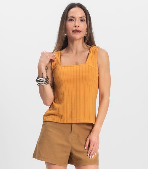 Regata Canelada Feminina Infinita Cor Amarelo