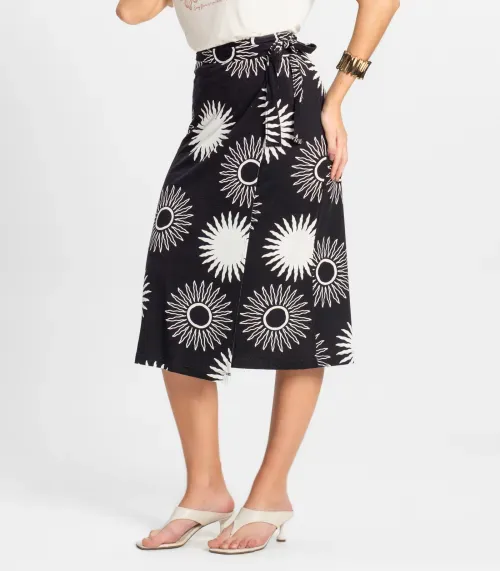 Saia Midi Envelope em Visco Maquinetada Rovitex Preto