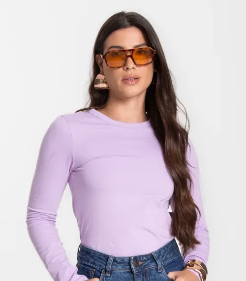Blusa Manga Longa Básica Select Roxo