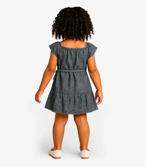Vestido Curto Infantil Com Cinto De Algodão Select Preto