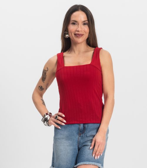Regata Canelada Feminina Infinita Cor Vermelho