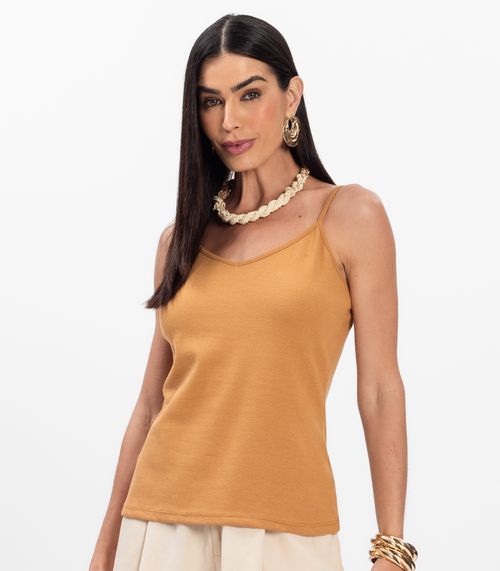 Blusa de Alça Infinita Cor Chocolate