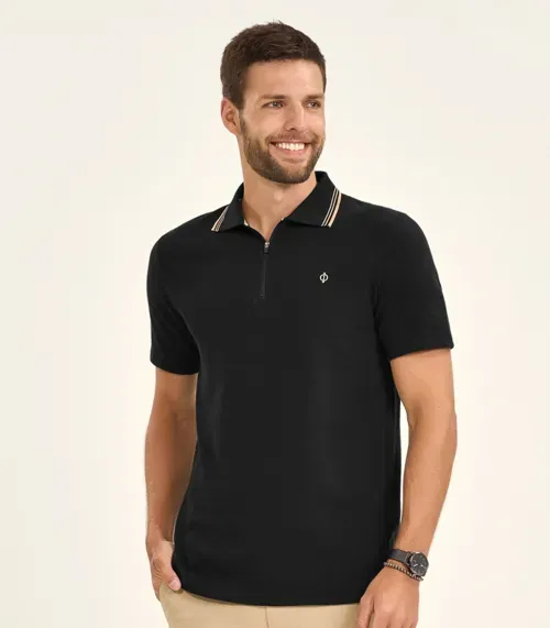 Polo Masculino Manga Curta Malhão Fruit Diametro Preto