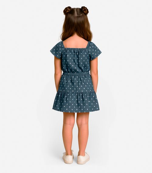 Vestido Curto Infantil Com Cinto De Algodão Select Azul