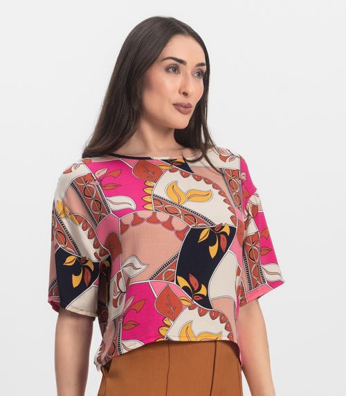 Blusa Feminina Estampada Infinita Cor Rosa