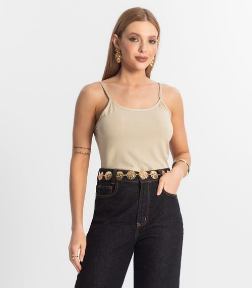 Blusa Feminina de Alças Básica Rovitex Bege