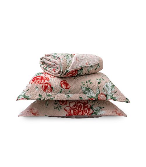 Kit Cobre Leito Matelassê Casal Appel Rosa