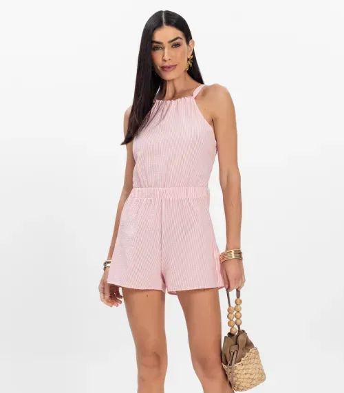 Macaquinho Curto Feminino De Alcinha Aishty Rosa