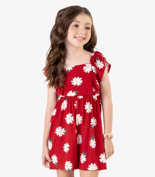 Macaquinho Visco Maquinetada Feminino Rovi Kids Vermelho