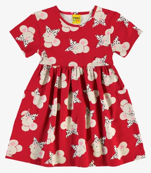 Vestido em Meia Malha Rovi Kids Vermelho