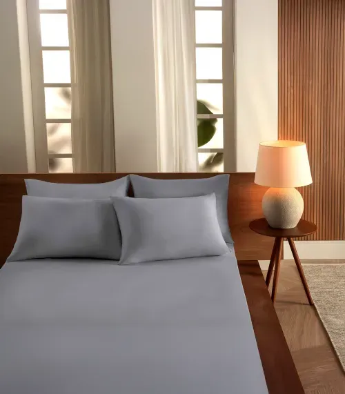 Jogo De Cama Casal Malha 3 Peças Liso Vivaldi Cinza