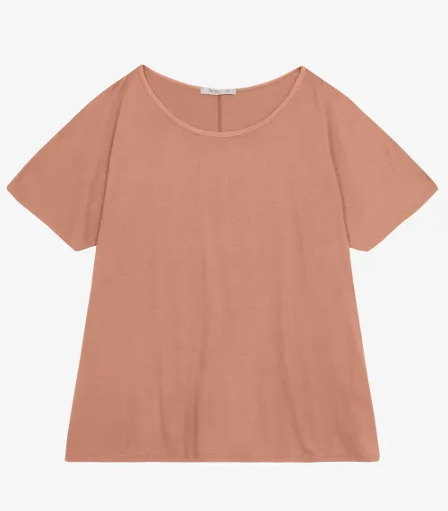 Blusa Manga Curta Feminina Plus Size Secret Glam Marrom