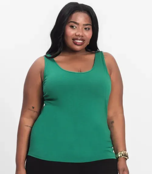 Regata Feminina Plus Size Secret Glam Verde