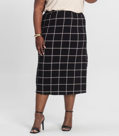 Saia Midi Plus Size Infinita Cor Preto