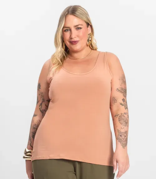 Regata Feminina Plus Size Secret Glam Marrom