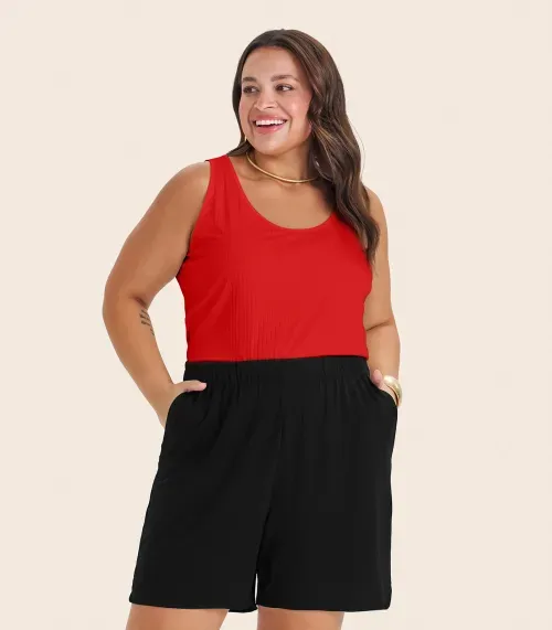 Regata Plus Size Em Ribana Canelada Secret Glam Laranja