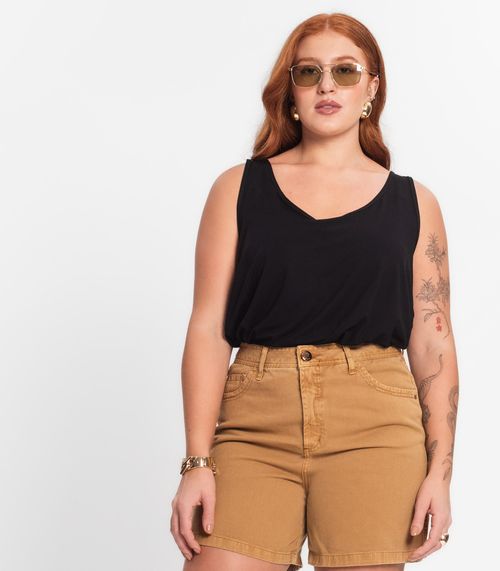Regata Feminina Plus Size Secret Glam Preto